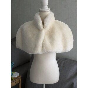 ALBERTO MAKALI Vintage White Synthetic Fur Bolero Shrug Size Small
